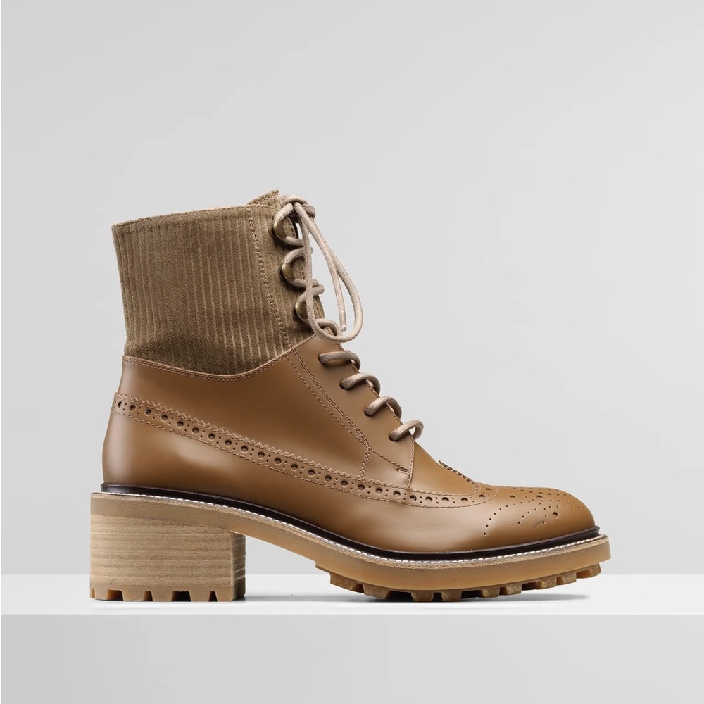 Chloe Tan Lace-Up Ankle Booties